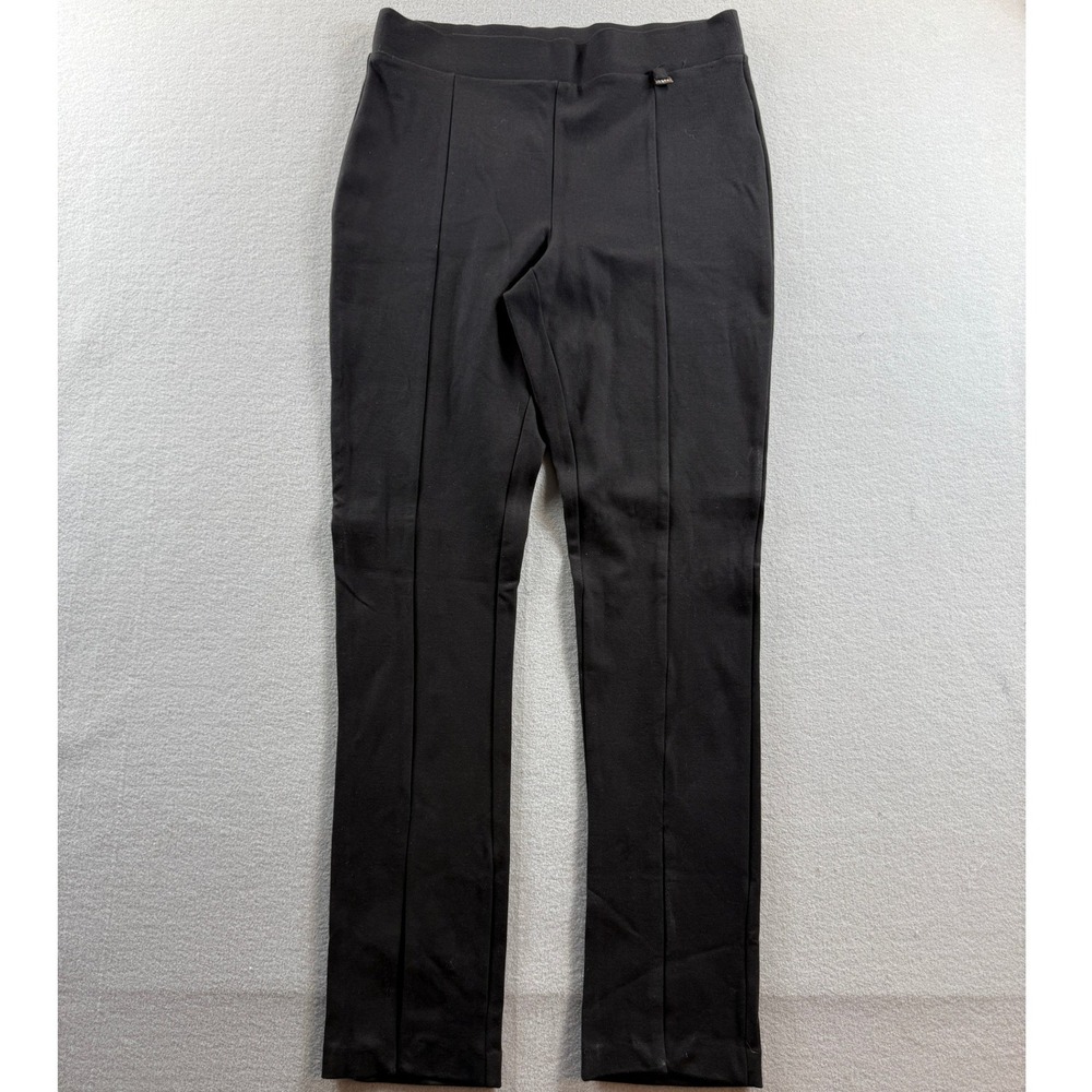 DKNY Leggings Women M Black Pintuck Seam Hem Slit Ponte Knit 30x30
